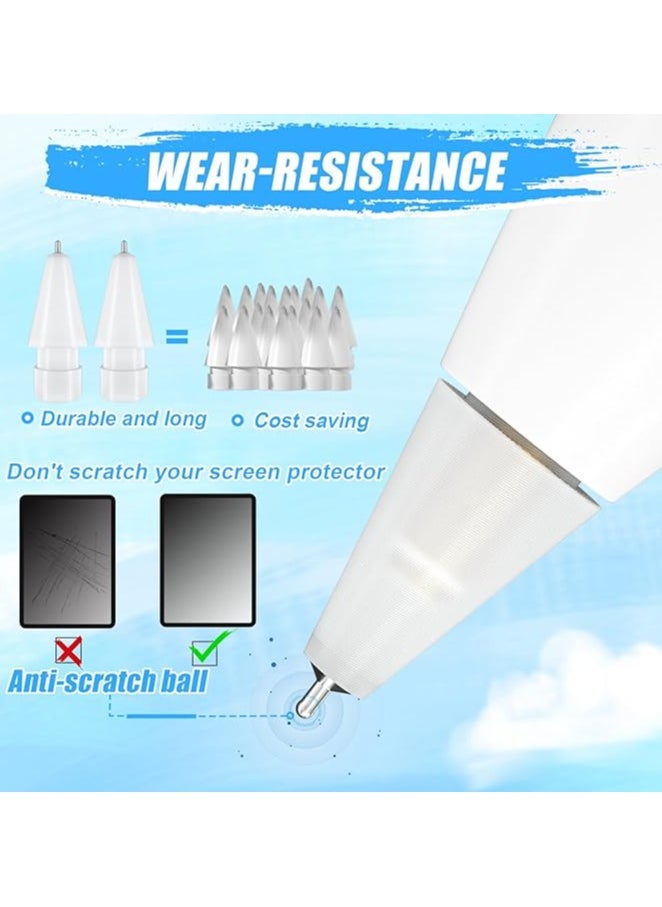 2nd 1st Gen USB-C iPad Pro Air Mini Pencil,0.78mm No Wear Out iPencil Fine Point Accurate Increasing Pen Nibs, Write Like A Real Pen,White