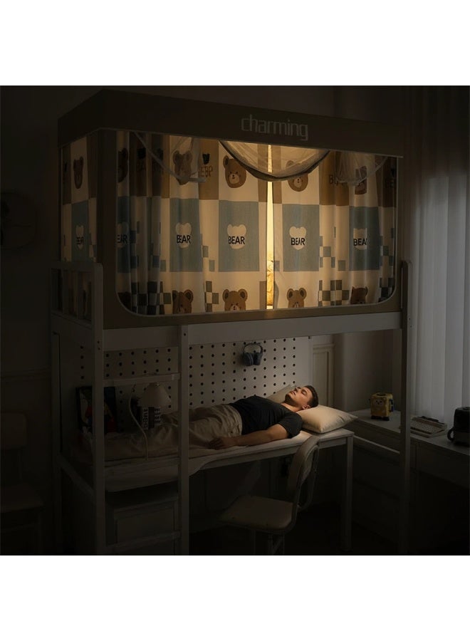 واي آند دي تعتيم على المرسى العلوي Bunk Bed Curtains للنوم غرفة نوم مضاد للضوء زخرفة زميلة الغرفة الخصوصية غطاء المظلة الصورة الخلفية ديكور Backdrop تعتيم الستار 6 لوحات مع أعلى - Image 4