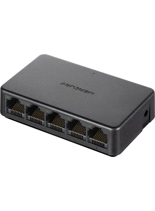 Mercury 5-port Gigabit Switch 4-port Network Splitter Home Dormitory Surveillance Splitter Compatible With 100mbps Sg105c Black