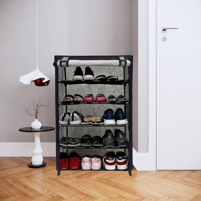 PHILOSHOP PHILOSHOP Multipurpose 5 Layer Joker Printed Storage Organizer with Cover Foldable Shoe Stand Shoe Cabinets Shoe Rack for Kids Dark Blue Metal - Image 5