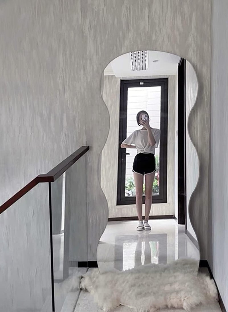 Decorhills Full Length Irregular Wavy Floor Mirror, Freestanding or Wall Mounted, Modern Decorative Bedroom Dressing Mirror Leaning Against Wall Body Mirror - Image 2