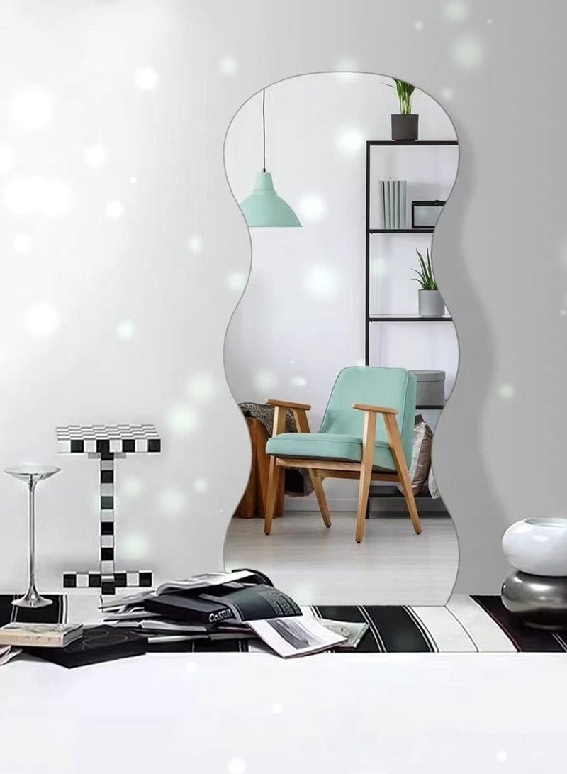 Decorhills Full Length Irregular Wavy Floor Mirror, Freestanding or Wall Mounted, Modern Decorative Bedroom Dressing Mirror Leaning Against Wall Body Mirror - Image 4