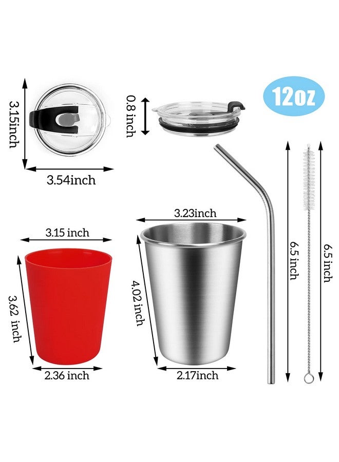 ShineMe Stainless Steel Kids Cups, 5pack with Spill Proof Lids, Straws & Silicone Sleeves, 12oz, BPA Free, Insulated, for Cold & Hot Drinks - Image 2