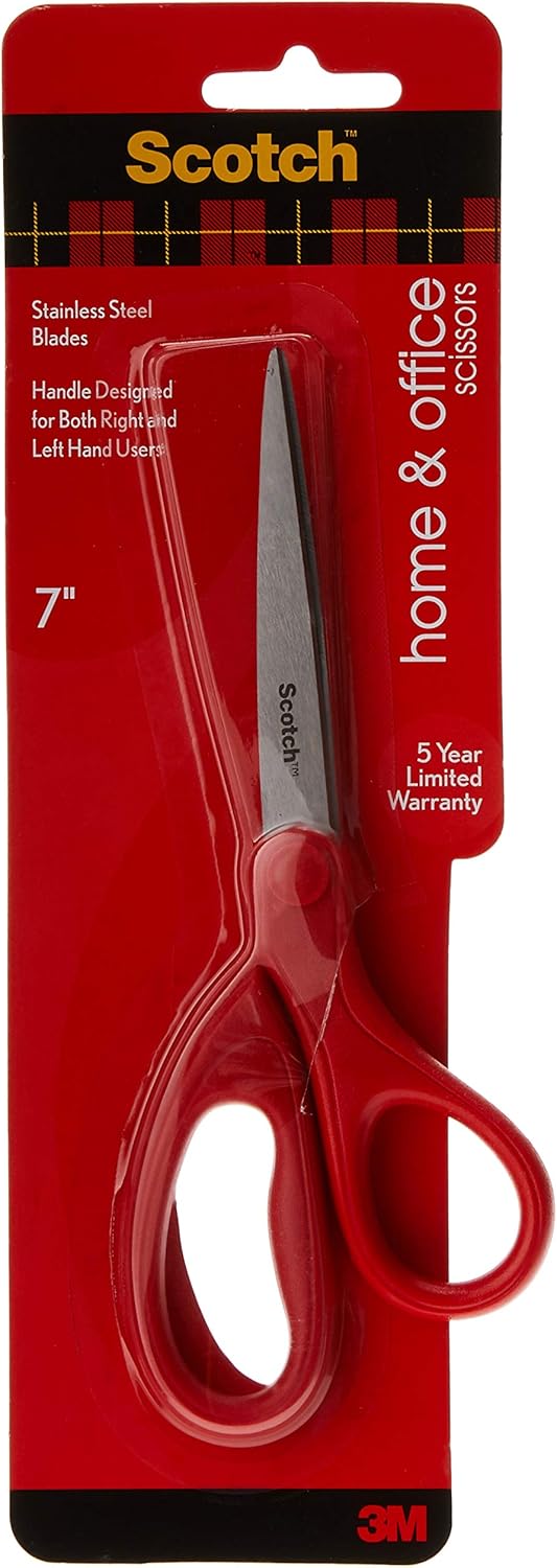 Scotch Universal Home & Office Scissors 7 in (18 cm) 1 scissors/pack - Stainless Steel Blades - Red - Image 3
