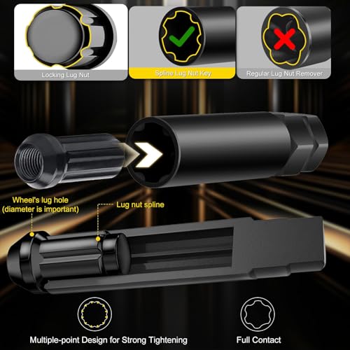 Topec 8Pcs Spline Lug Nut Socket Set | 5, 6, 7, 12 Spline Locking Lug Nut Key, Universal Wheel Lock Removal Kit, Wheel Lock key Set for Car, CR-MO Steel - Image 5