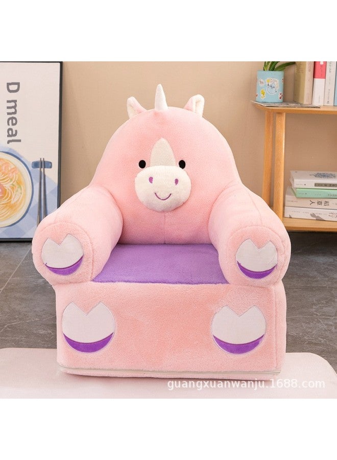 Cartoon Embroidered Children's Mini Sofa Lazy Sofa Detachable Washable Baby Sofa For Kids Room Home Decor Plush Material-Specifications:unfilled Cotton Shell-Color:Light Pink Unicorn - Image 1