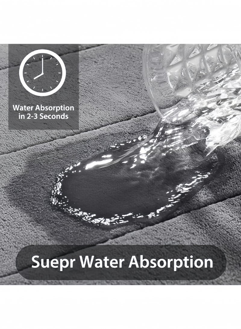 Aikenn 3 Piece Bathroom Rugs Sets, U-shaped Cobblestone Memory Foam Bathroom Mats Carpet, Non Slip Water Absorbent Bath Mats for Bathroom,Washable Extra Thick Bath Rugs for Tub or Toilet Floor  - Image 5