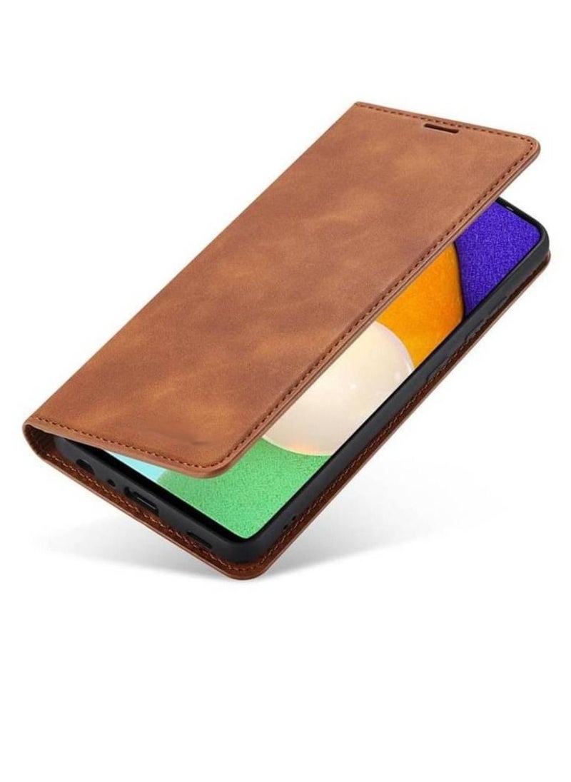 ZOOMEE - Premium Leather  Kickstand Magnetic Shockproof Flip Wallet Case Cover With Card Holder For Samsung Galaxy A73 5G Brown - Image 1