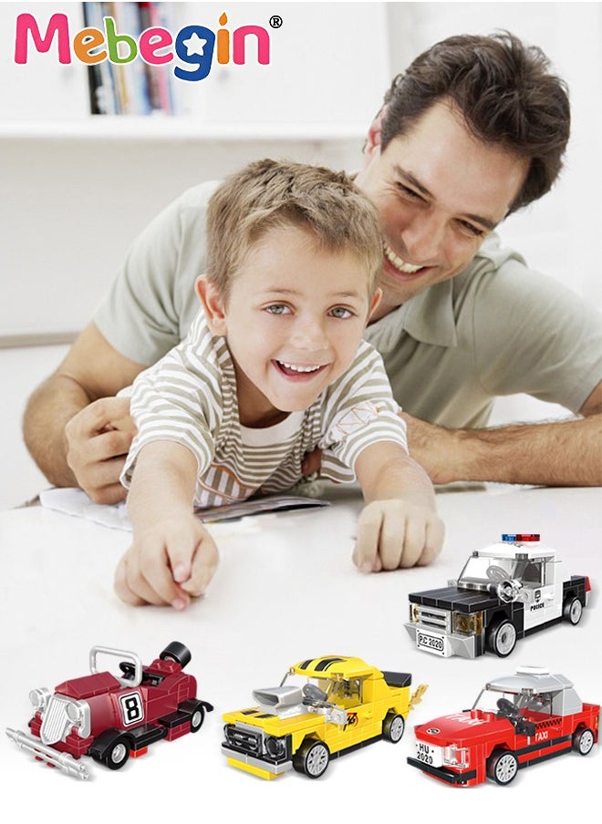 MEBEGIN - 396 PCS Mini Pull Back Car Assembly Building Blocks, DIY Small Particles Puzzle Assembling Building Blocks, 4 Kinds of Tyre Sports Car Toys, Educational Toys, Easy to install, Perfect for Kids to Engage with Friends or Family - Image 1