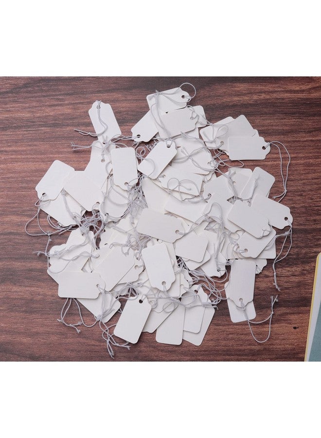 Sowaka 100 Pcs Display Tags with Hanging String Mini Writable Blank Label Display Tags for Jewelry Store Price Marking Ornament Pricing Product Clothing Hanging Tags (Large, White) - Image 2