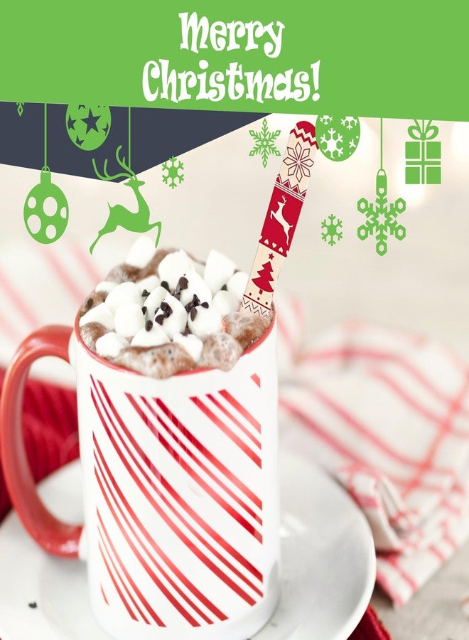 Concession Essentials Disposable Wooden Spoons, Compostable and Earth Friendly, 6.25 Inch Length. Christmas Design in Red and Green. Pack of 100 Spoons - Image 4