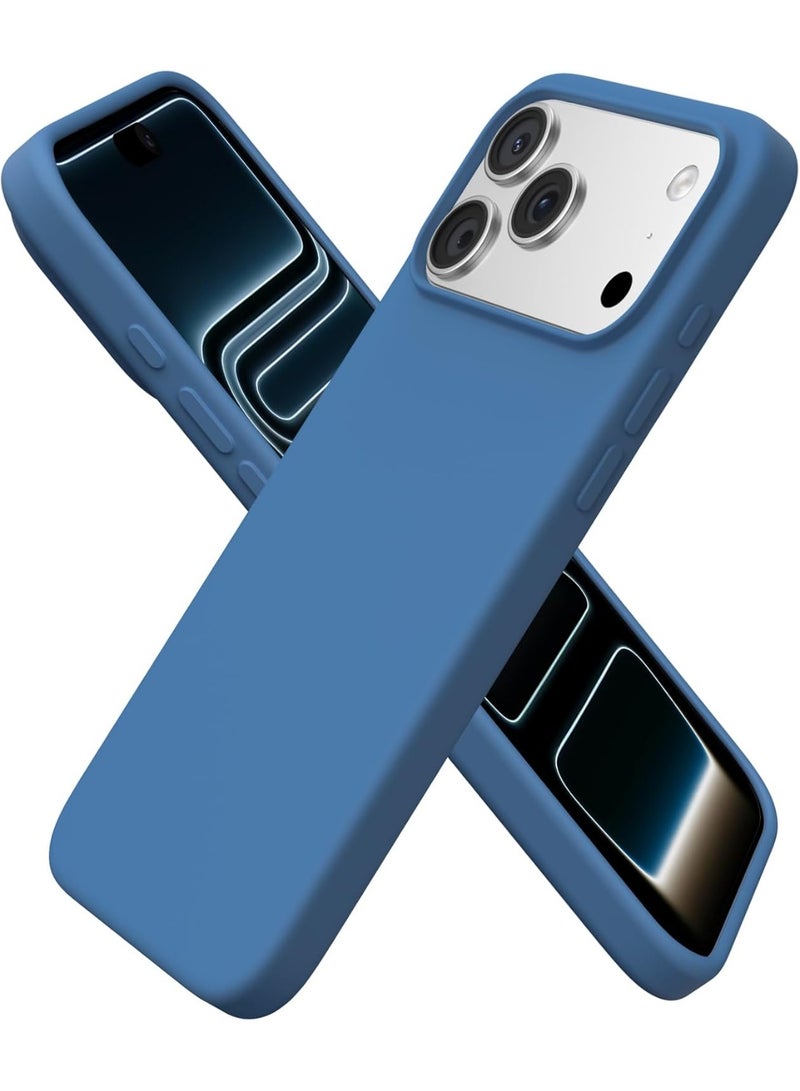 Compatible with iPhone 17 Pro Max Case 6.9", Slim Liquid Silicone 3 Layers Full Covered Soft Gel Rubber 17 Pro Max Phone Cases Cover 6.9 inch-Blue