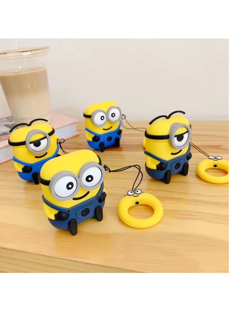 Cute Cartoon Design Case Cover for Apple AirPods Pro 2nd Generation - Shockproof TPU with Keychain - AirPods Pro Cover for Men and Women (Minion) - Image 3