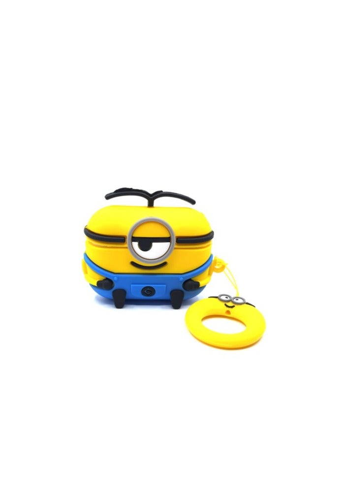Cute Cartoon Design Case Cover for Apple AirPods Pro 2nd Generation - Shockproof TPU with Keychain - AirPods Pro Cover for Men and Women (Minion) - Image 1