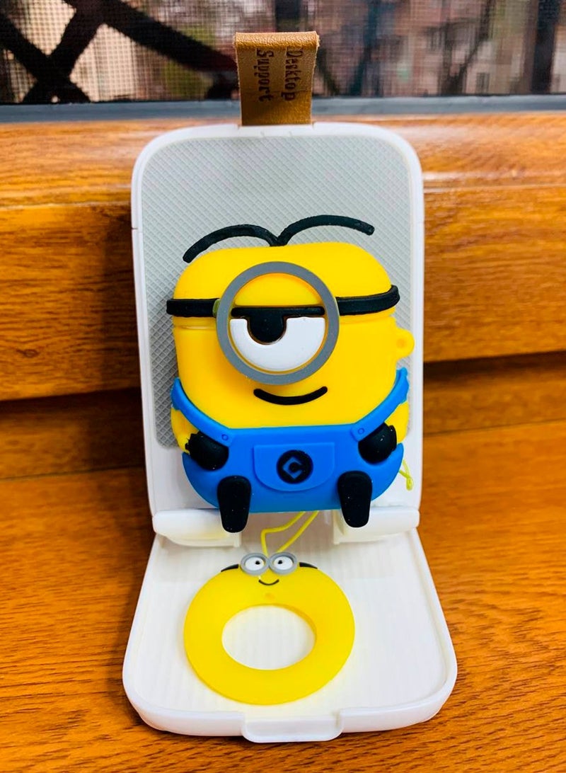 Cute Cartoon Design Case Cover for Apple AirPods Pro 2nd Generation - Shockproof TPU with Keychain - AirPods Pro Cover for Men and Women (Minion) - Image 2