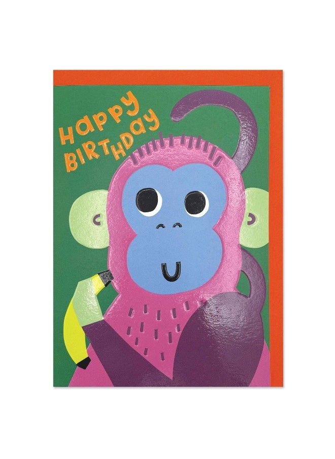 Raspberry Blossom Raspberry Blossom Zoopa Doopa Monkey Birthday Greeting Card 