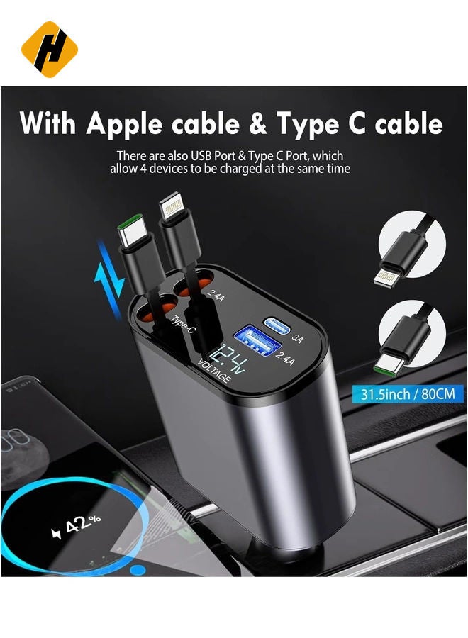 HuHa Retractable Type-C Car Charger – Compact and User-Friendly for Easy Charging - Image 4