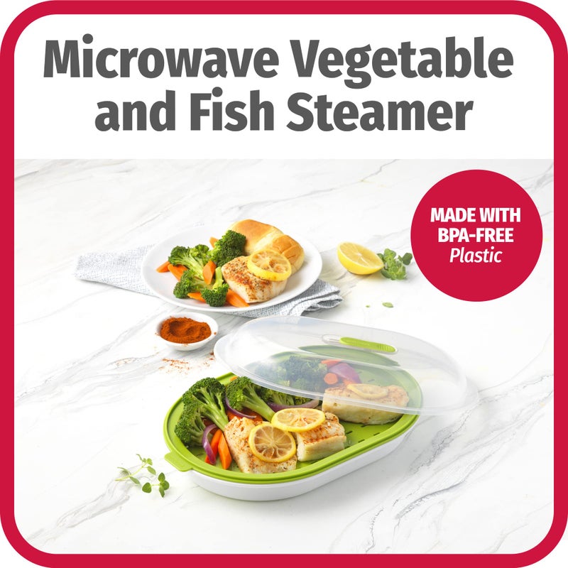 GoodCook Everyday Microwave Steamer – Vegetable & Fish Steamer, Microwave Cookware, Steamer for Cooking, Preserves Vitamins & Nutrients, Quick Dinner & Meals, Adjustable Steam Release Vent - Image 4