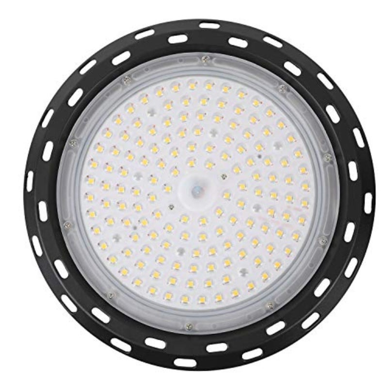 إضاءة UFO High Bay LED 5000K باللون الأبيض مع قابس أمريكي بطول 5 بوصات ضوء مستودع LED فائق السطوع، IP65 مقاوم للماء لمتجر High Bay Shop تركيبات إضاءة لمرآب المصنع وصالة الألعاب الرياضية باللون الأسود - Image 2