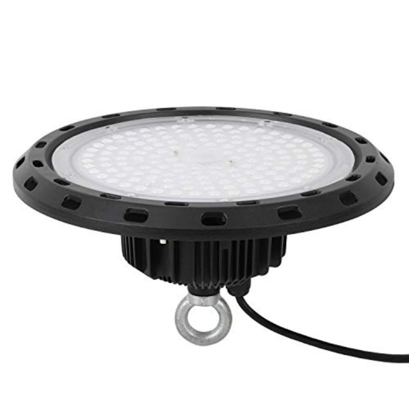 إضاءة UFO High Bay LED 5000K باللون الأبيض مع قابس أمريكي بطول 5 بوصات ضوء مستودع LED فائق السطوع، IP65 مقاوم للماء لمتجر High Bay Shop تركيبات إضاءة لمرآب المصنع وصالة الألعاب الرياضية باللون الأسود - Image 3