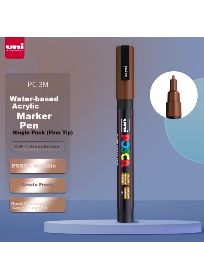 Uni Mitsubishi (Uni) Posca Series Marker Pen (Fine Point) Colorful Poster Advertising Marker Pen Office Drawing Hand-Painted Graffiti Pen Pc-3M Brown Single Pack - Image 1