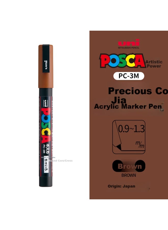 Uni Mitsubishi (Uni) Posca Series Marker Pen (Fine Point) Colorful Poster Advertising Marker Pen Office Drawing Hand-Painted Graffiti Pen Pc-3M Brown Single Pack - Image 3