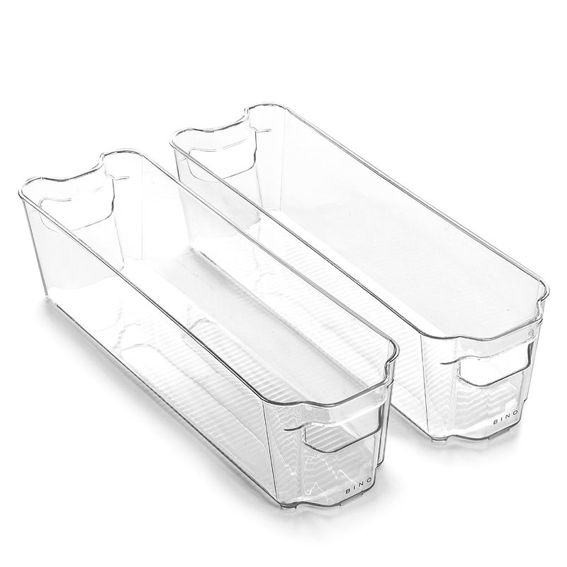 BINO | Stackable Storage Bins, Small - 2 Pack | THE STACKER COLLECTION | Clear Plastic | Built-In Handles | BPA-Free | Containers for Organizing Kitchen Pantry | Multi-Use Organizer - Image 1