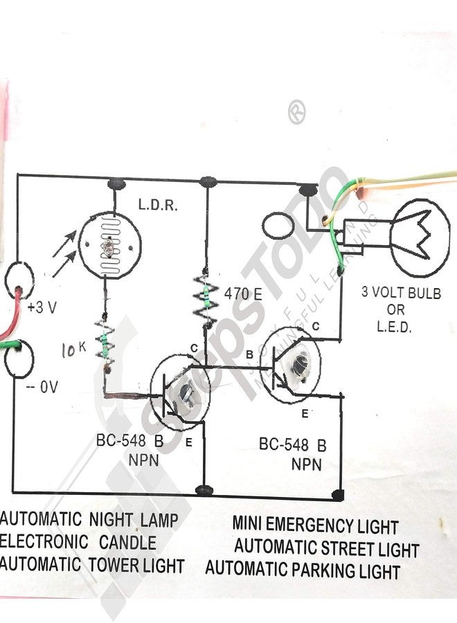 StepsToDo LDR Based Automatic Night Lamp/Electronic Candle/Mini Emergency Light/Automatic Street Light/Tower Light/Automatic Car Parking Light Ready Project on Card-Board - Image 4