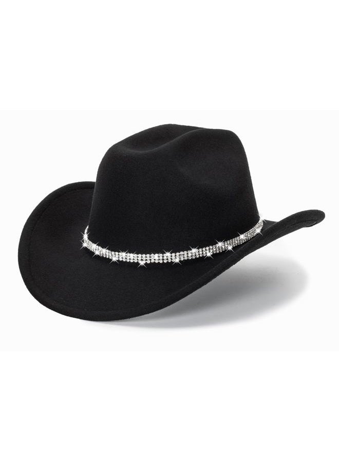CXQRR Glitter Silver Black Cowboy Hats for Women - Western Sparkly Rhinestone Cowgirl Hat for Ladies - Image 1