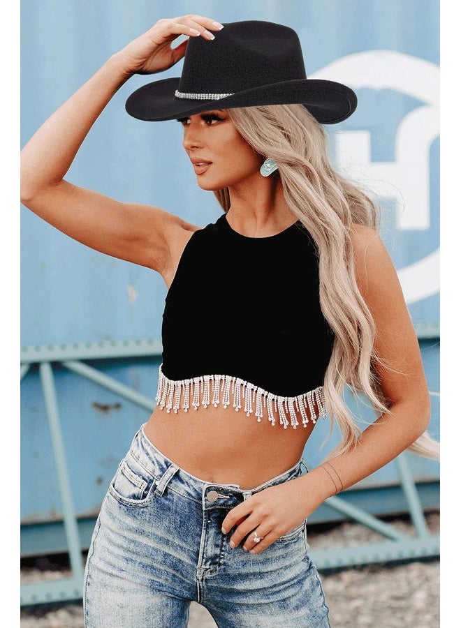 CXQRR Glitter Silver Black Cowboy Hats for Women - Western Sparkly Rhinestone Cowgirl Hat for Ladies - Image 2
