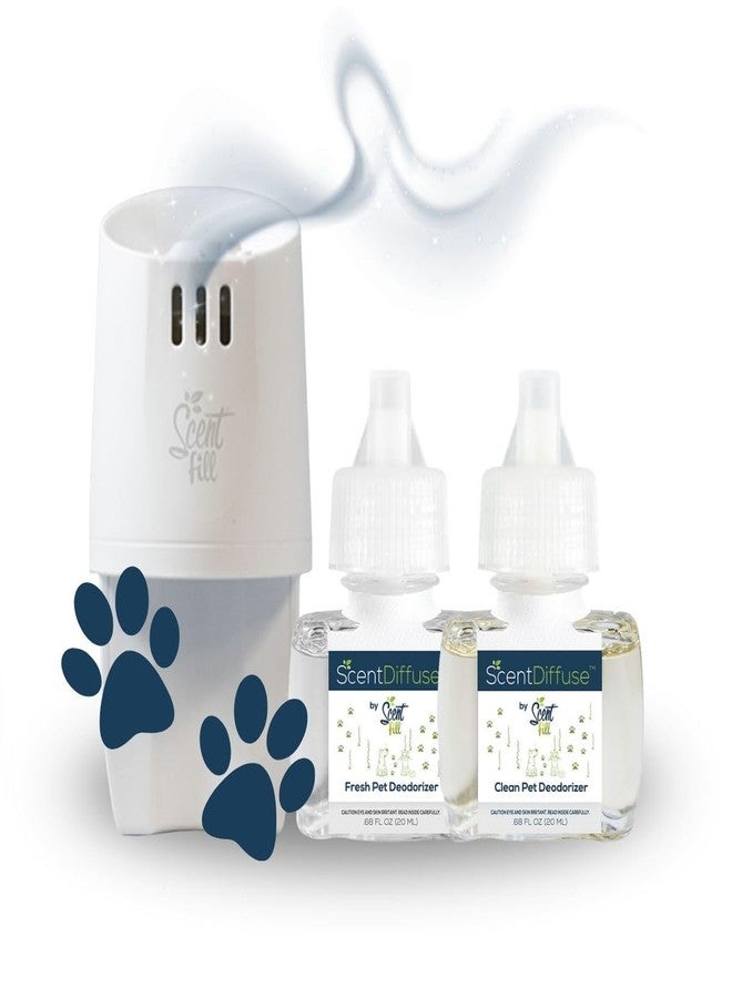 Scent Fill ScentDiffuse Pet Odor Deodorizing Air Freshener Starter Kit, 2 Refills + Diffuser - Image 1