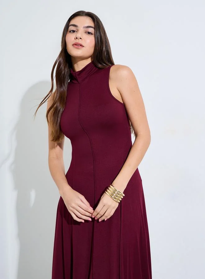 ستايلي Burgundy Sleeveless A-Line Maxi Dress