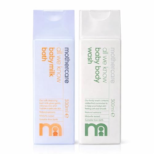 Mothercare All We Know Baby Milk Bath-300 ml+ Body Wash-300 ml - Image 1