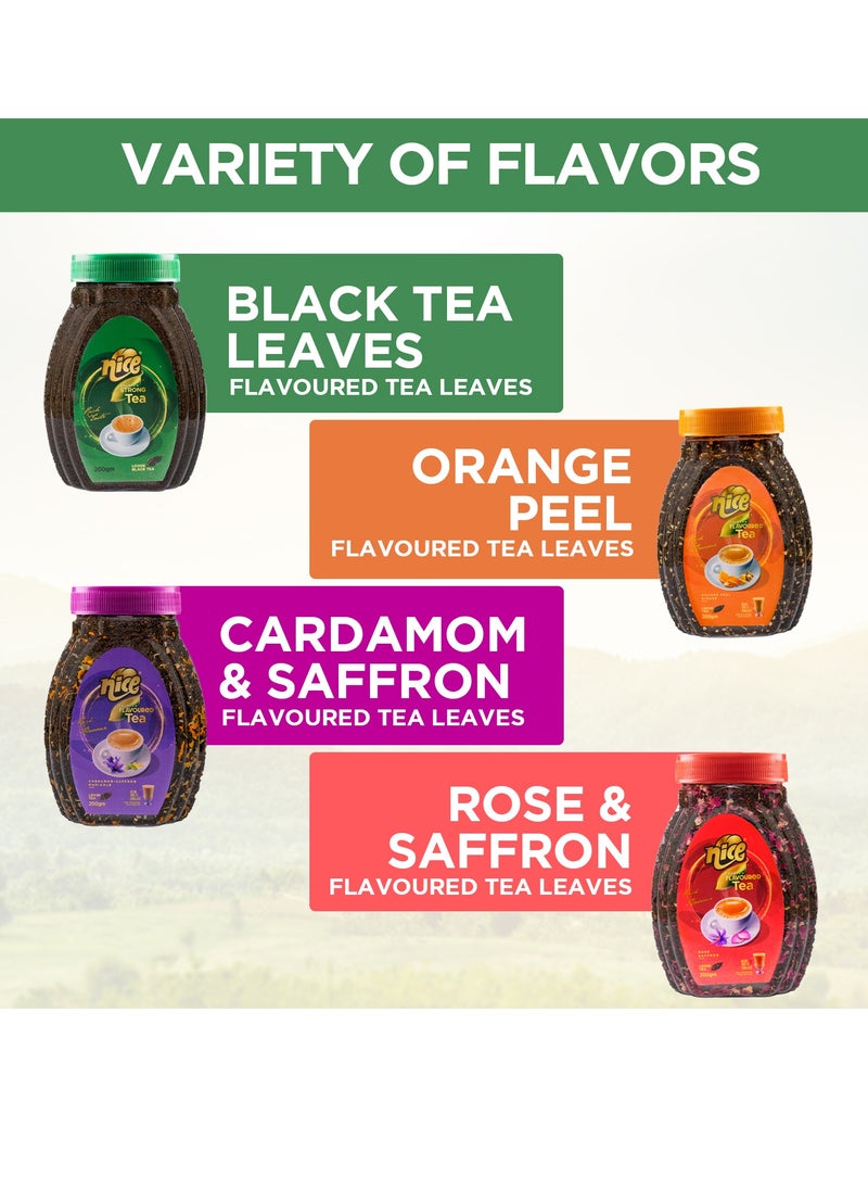 Nice Loose Flavored Tea, Orange Peel Rose and Saffron, Cardamom and Saffron Tea Leaves Rich Natural and Pure Taste India's Original Organic Herbal Tea Immunity Boosting Loose Tea Leaves jar
