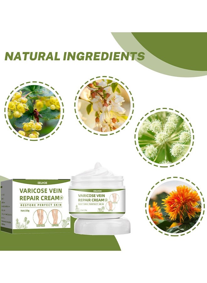 EELHOE - Varicose Veins Repair Cream, Spider Veins Repair Cream, Strengthen Capillary Health, Varicose Vein Treatment Cream For Legs, Improve Blood Circulation, Tired And Heavy Legs 50G - Image 1