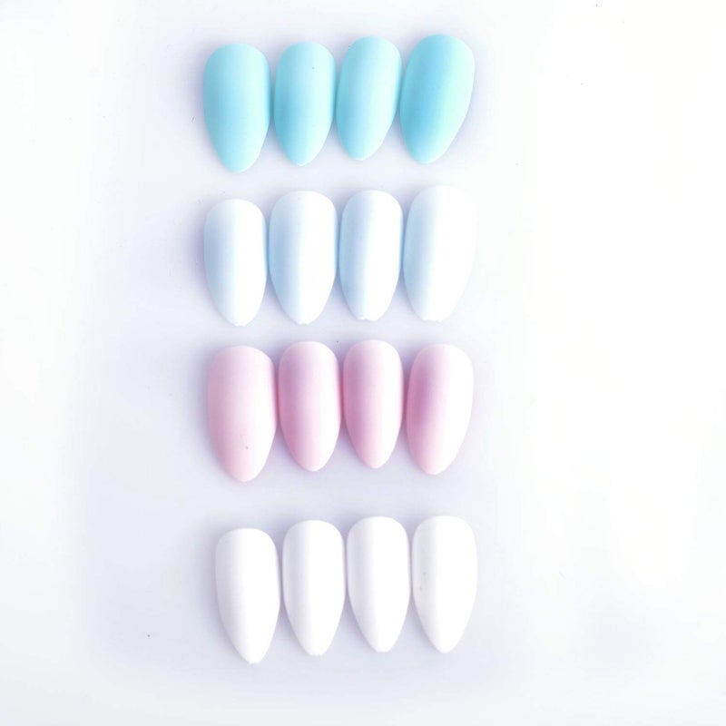 SIUSIO SIUSIO 96Pcs Colorful Acrylic Fake Nails Press on Colorful Full Cover Matte Top Coat Nail for Salons and DIY Covered Gel False Nails Art Tips Sets Medium Stiletto for Women and GirlsSkylike Blue