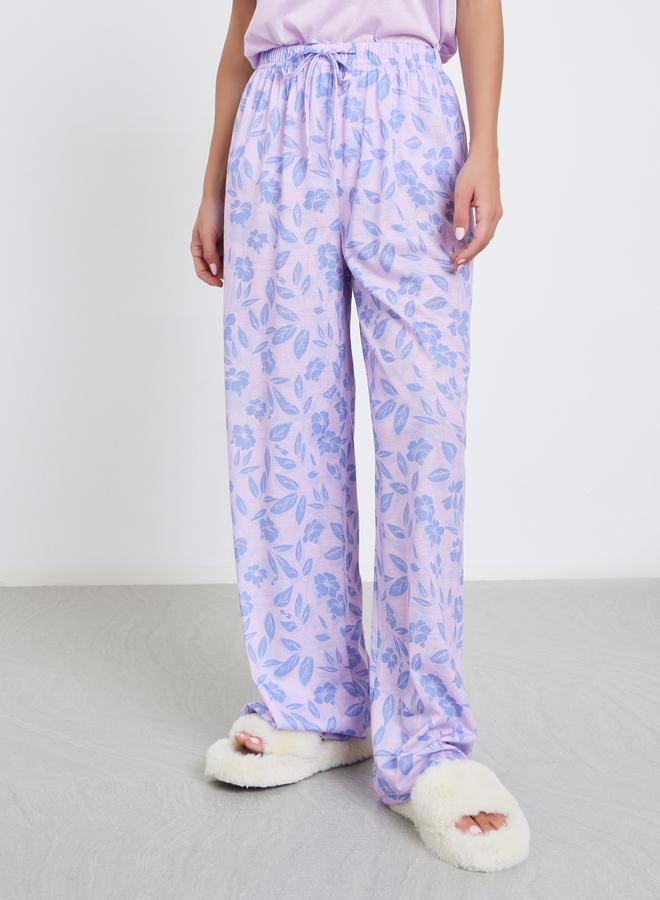 Styli Floral Print Pocket Drop Shoulder T-Shirt and Pyjama Set - Image 4