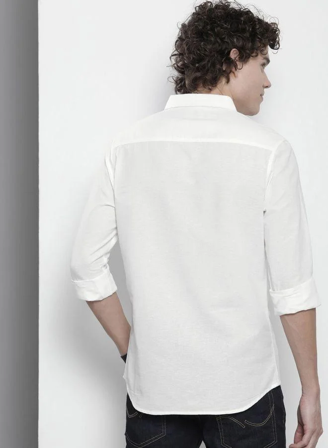 The Indian Garage Co Men Regular Fit Solid Full Sleeves Cutaway Collar Casual Shirt