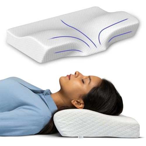 GADDA CO Cervical Pillow for Neck Pain | Cervical Pillow for Spondylitis Neck Pain | 2 Years Warranty | Orthopedic Memory Foam Pillows- 20x12x2.5 Inch, White - Image 1