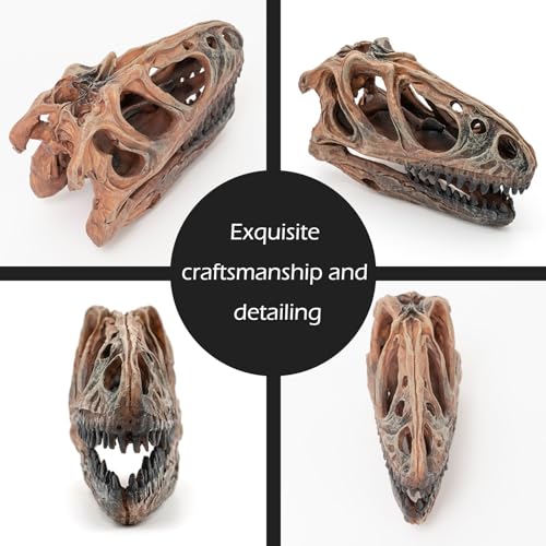 Kocris Casa Fish Hideout Aquarium Décor Decorations Dinosaur Skull Fish Tank Decor Cave Dinosaur Skull Betta Animal Halloween Large Tarantula Reptile Bones Snake for Terrarium Ornament - Image 3