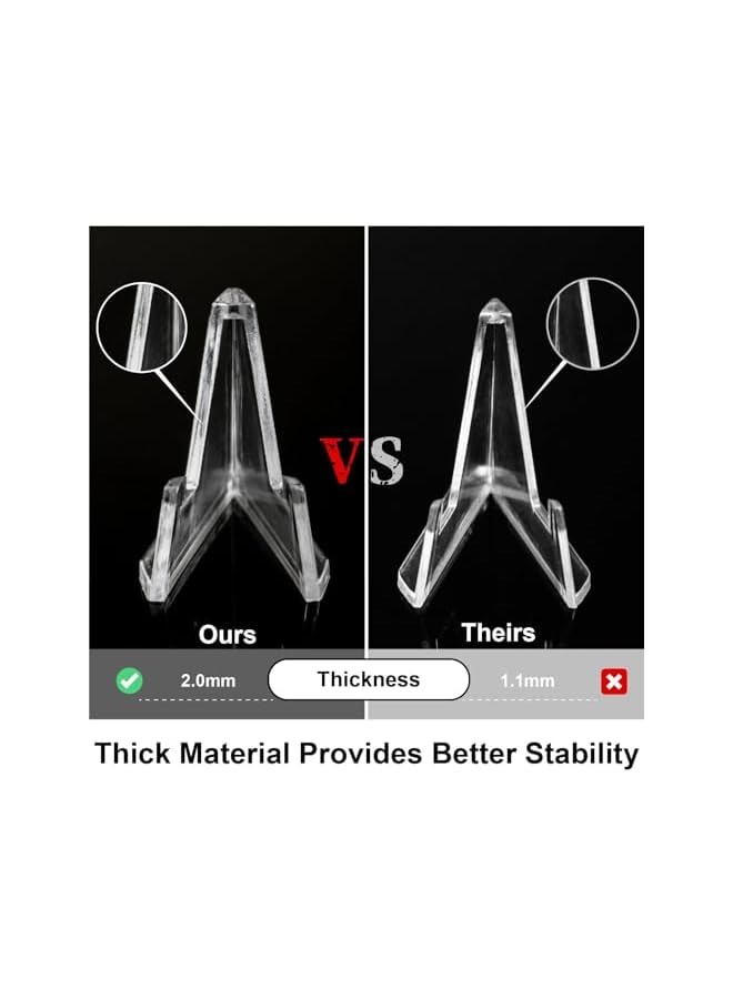 The Bros 10Pcs Acrylic Display Stands, Acrylic Clear Mini Easel Stands, for Display Pictures, Photo and and Artworks, 2 × 2 × 2.7In - Image 4