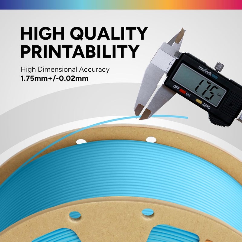 OVERTURE PLA Filament 1.75mm, Neatly Wound 3D Printer Filament 1kg Spool (2.2lbs), Dimensional Accuracy +/- 0.02 mm, Fit Most FDM 3D Printers (Light Blue) - Image 3