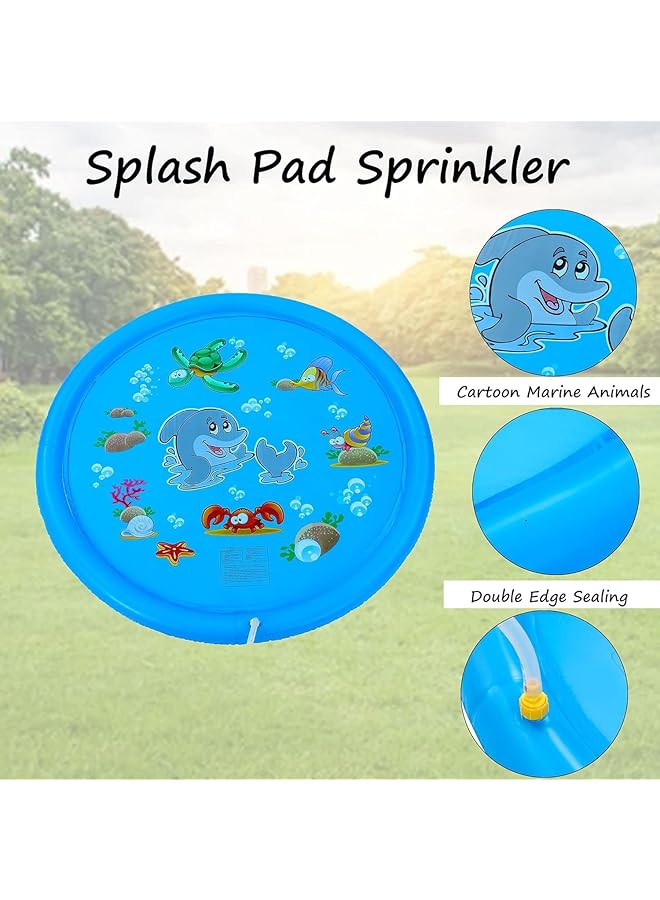 KASTWAVE Splash Pad 67In Anti Slip Dog Pool Splash Pad For Dogs Kids 0.55Mm Thickened Durable Bath Pool Pet Summer Outdoor Water Toys Backyard Fountain Play Mat Colorful - Image 2