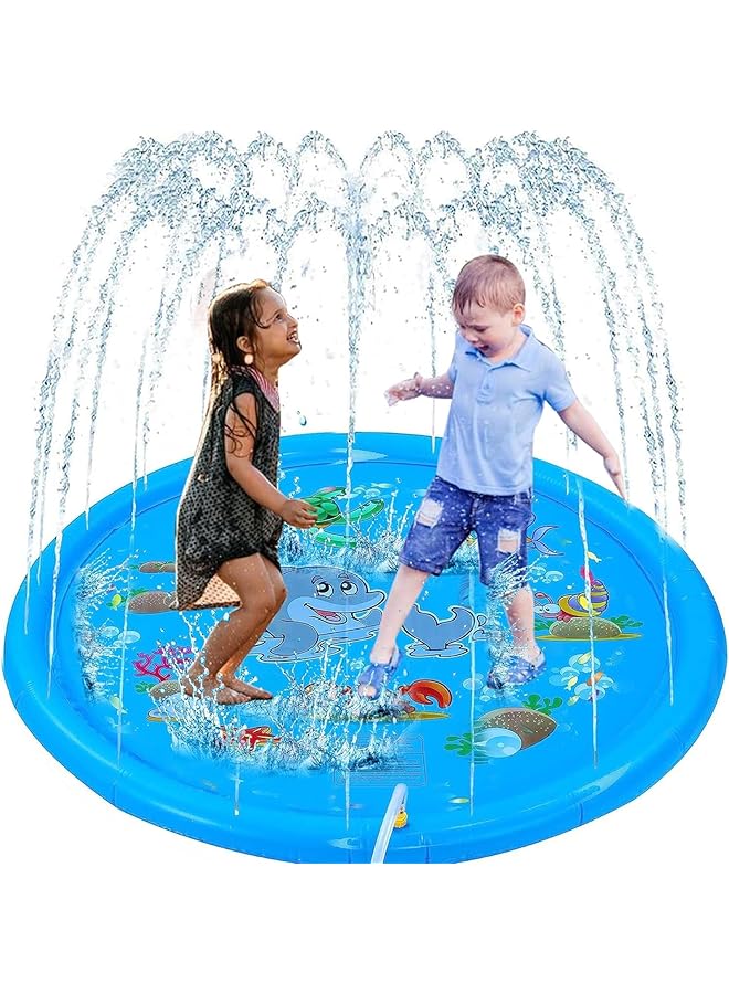 KASTWAVE Splash Pad 67In Anti Slip Dog Pool Splash Pad For Dogs Kids 0.55Mm Thickened Durable Bath Pool Pet Summer Outdoor Water Toys Backyard Fountain Play Mat Colorful - Image 1