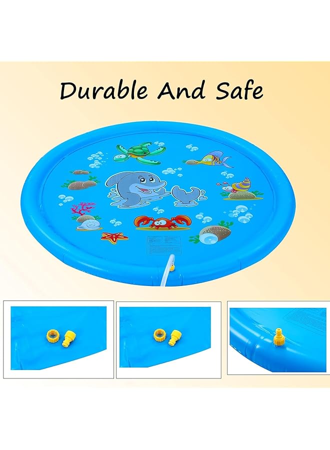 KASTWAVE Splash Pad 67In Anti Slip Dog Pool Splash Pad For Dogs Kids 0.55Mm Thickened Durable Bath Pool Pet Summer Outdoor Water Toys Backyard Fountain Play Mat Colorful - Image 5