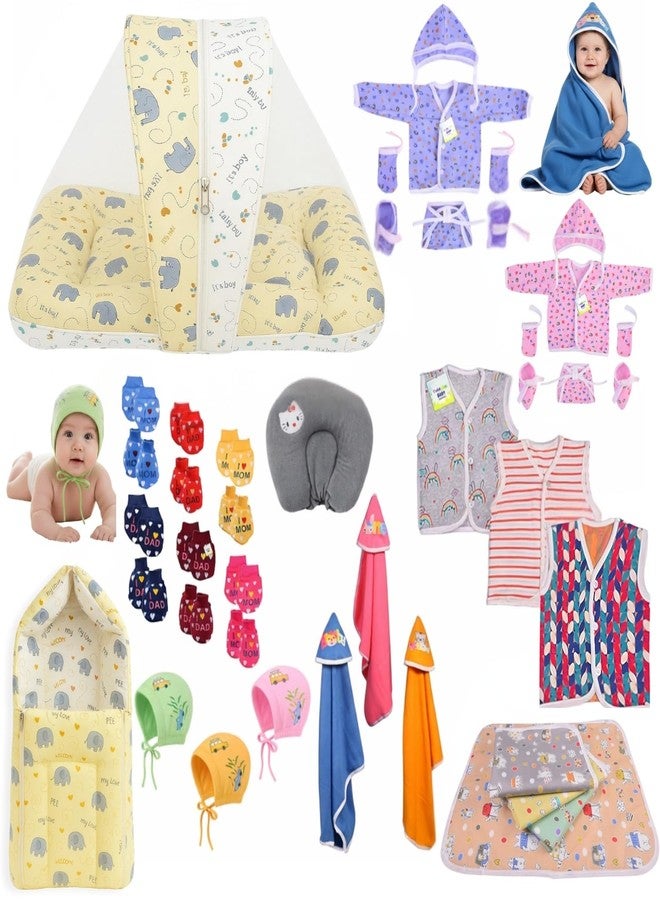 Toddylon 24 in 1 Baby Essentials for Newborn Kit | New Born Set 0–6 Months | Newborns Baby Combo Set | Hospital Kit for Infants | Baby Clothes & Bedding Combo Pack (Yellow) - Image 1