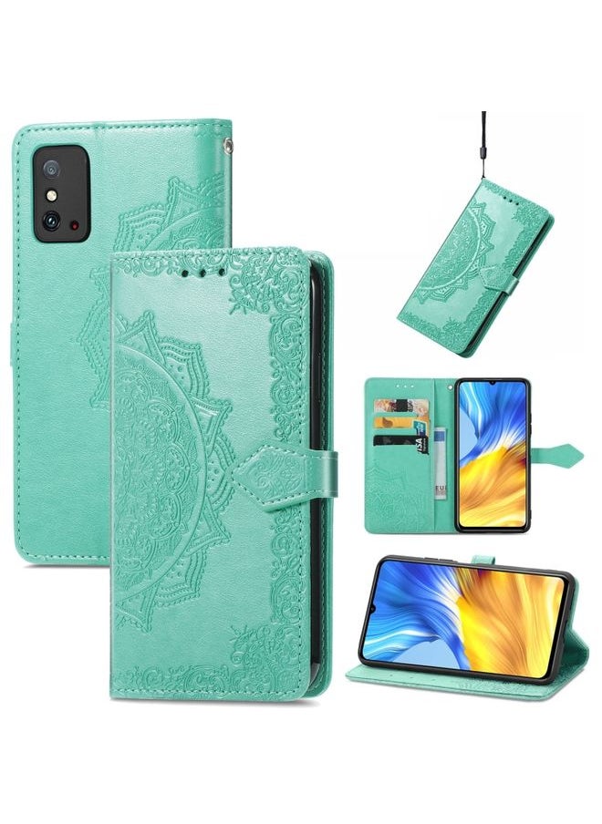 HuHa Case Cover For Honor X10 Max 5G Mandala Flower Embossed Flip Leather Phone Case Green 