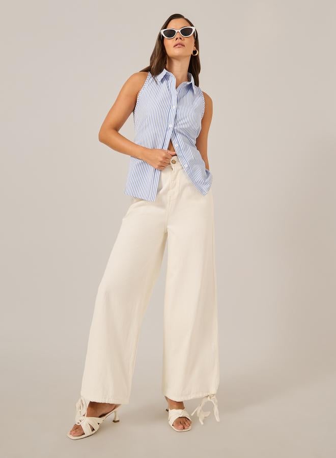 Styli Styli Mid Rise Drawstring Hem Wide Leg Jeans - Image 1