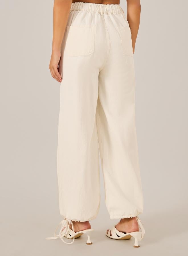 Styli Styli Mid Rise Drawstring Hem Wide Leg Jeans - Image 5