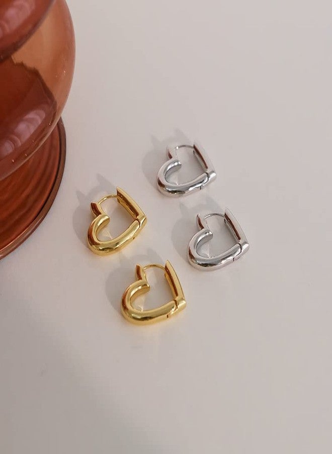 Pingyongchang Heart Hoop Earrings - 14K Gold Hypoallergenic for Sensitive Ears for Women, Ideal Gifts Cute Valentines Day Gifts for Her Sweet Love Heart Earrings Drop-Gold - Image 5